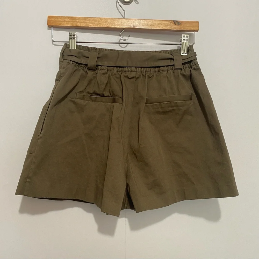 Ted Baker‎ Women’s Belted High Waist Shorts Khaki Green Cotton Blend Size XS-S